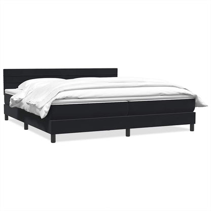 vidaXL Κρεβάτι Boxspring με Στρώμα Μαύρο 180x210 εκ. Βελούδινο