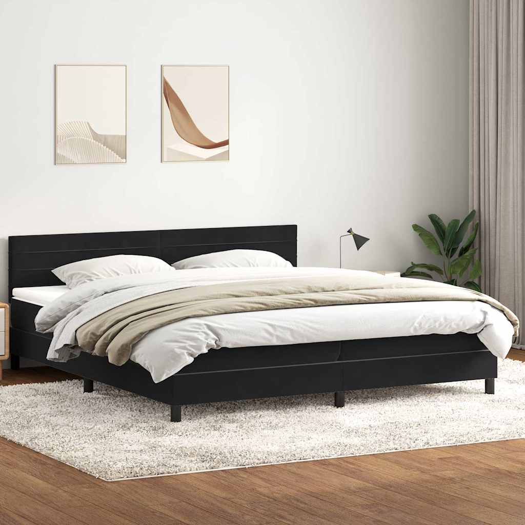 vidaXL Κρεβάτι Boxspring με Στρώμα Μαύρο 180x210 εκ. Βελούδινο