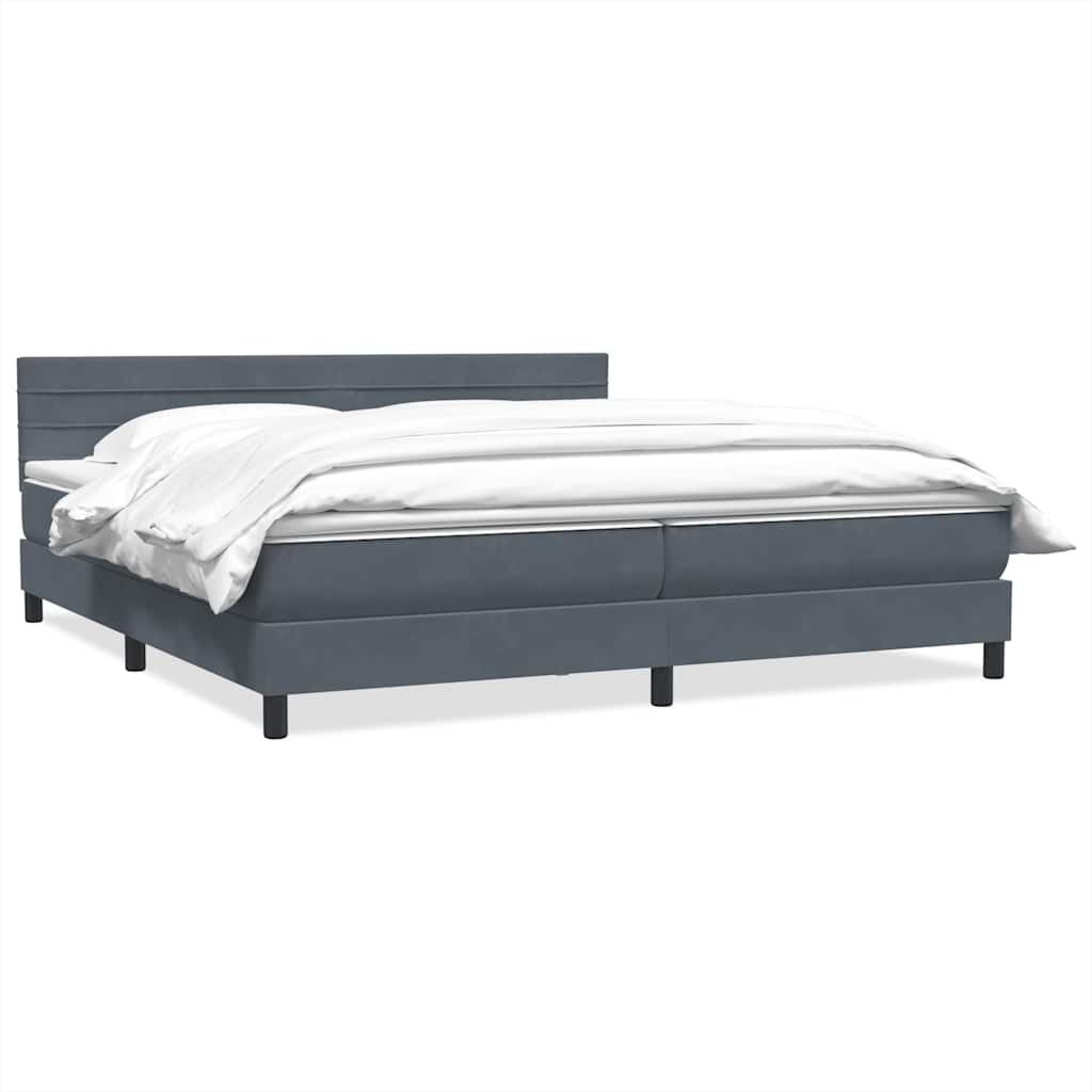 vidaXL Κρεβάτι Boxspring με Στρώμα Σκούρο Γκρι 200x210 εκ. Βελούδινο