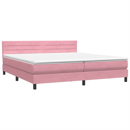 vidaXL Κρεβάτι Boxspring με Στρώμα Ροζ 200x210 εκ. Βελούδινο