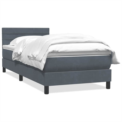 vidaXL Κρεβάτι Boxspring με Στρώμα Σκούρο Γκρι 80x220 εκ. Βελούδινο