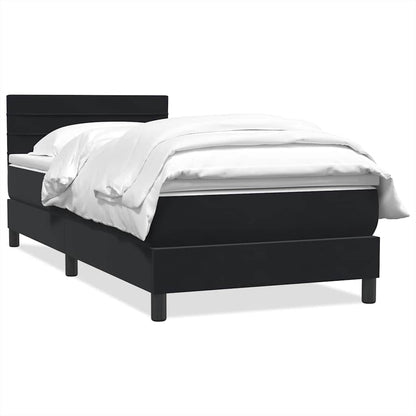 vidaXL Κρεβάτι Boxspring με Στρώμα Μαύρο 80x220 εκ. Βελούδινο