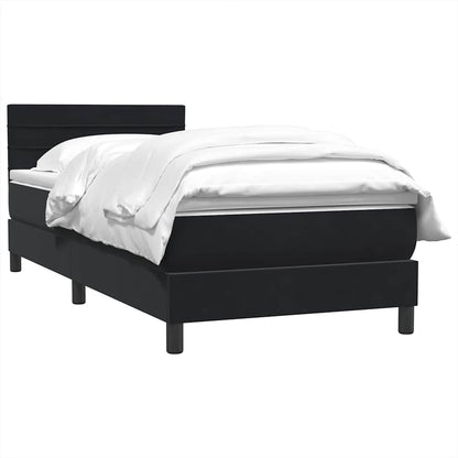 vidaXL Κρεβάτι Boxspring με Στρώμα Μαύρο 80x220 εκ. Βελούδινο