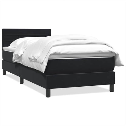 vidaXL Κρεβάτι Boxspring με Στρώμα Μαύρο 90x220 εκ. Βελούδινο