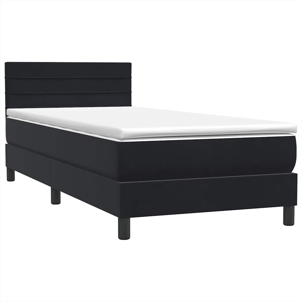 vidaXL Κρεβάτι Boxspring με Στρώμα Μαύρο 90x220 εκ. Βελούδινο