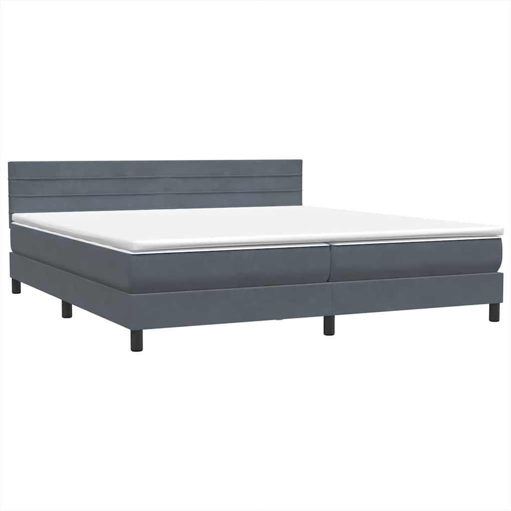 vidaXL Box Spring Κρεβάτι με στρώμα Σκούρο γκρι 180x220 εκ. Βελούδινο