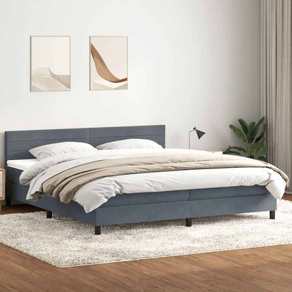 vidaXL Box Spring Κρεβάτι με στρώμα Σκούρο γκρι 180x220 εκ. Βελούδινο