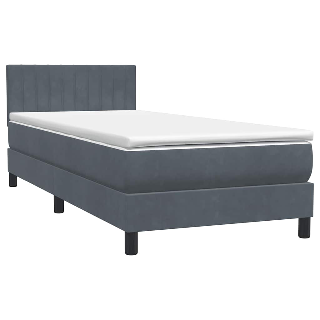 vidaXL Box Spring Κρεβάτι με στρώμα Σκούρο γκρι 80x210 εκ. Βελούδινο