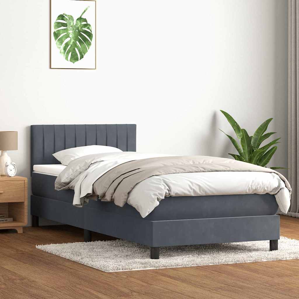 vidaXL Box Spring Κρεβάτι με στρώμα Σκούρο γκρι 80x210 εκ. Βελούδινο