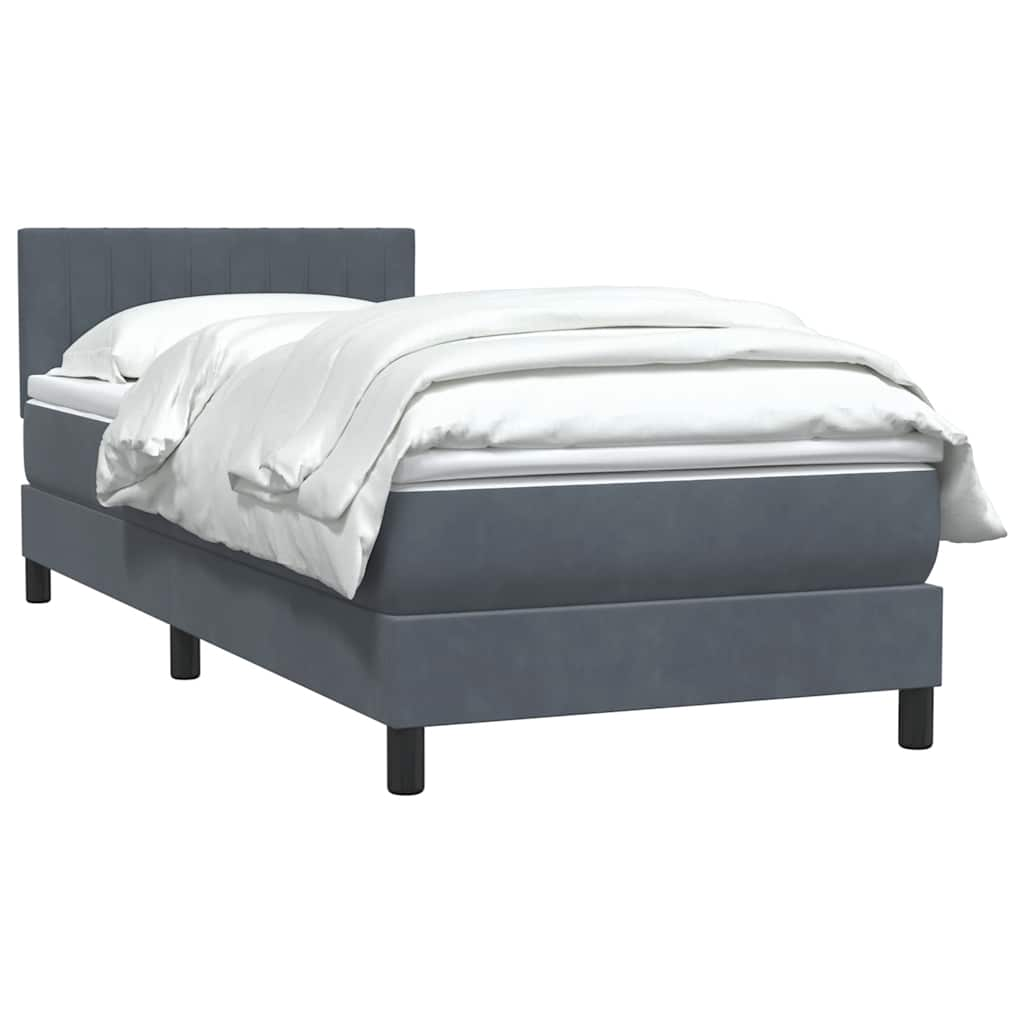 vidaXL Κρεβάτι Boxspring με Στρώμα Σκούρο Γκρι 90x210 εκ. Βελούδινο