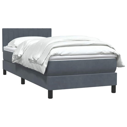 vidaXL Κρεβάτι Boxspring με Στρώμα Σκούρο Γκρι 90x210 εκ. Βελούδινο