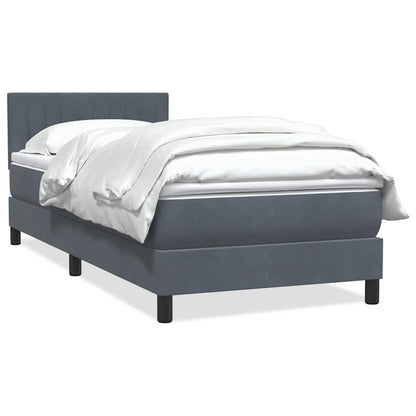 vidaXL Κρεβάτι Boxspring με Στρώμα Σκούρο Γκρι 90x210 εκ. Βελούδινο