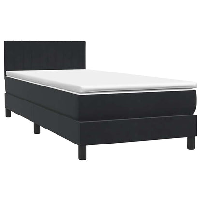 vidaXL Κρεβάτι Boxspring με Στρώμα Μαύρο 90x210 εκ. Βελούδινο