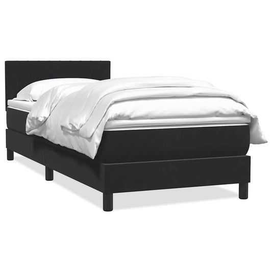 vidaXL Κρεβάτι Boxspring με Στρώμα Μαύρο 90x210 εκ. Βελούδινο