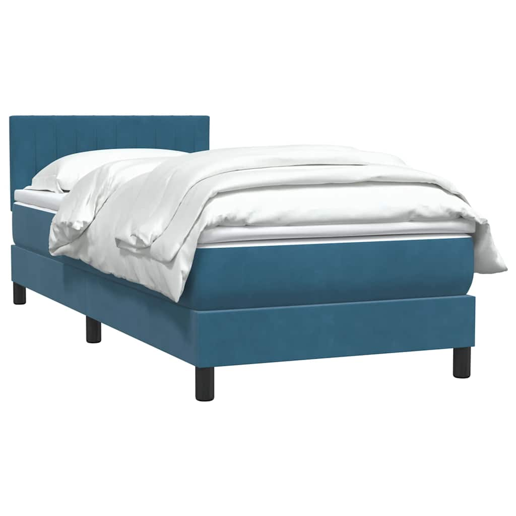 vidaXL Κρεβάτι Boxspring με Στρώμα Σκούρο Μπλε 100x210 εκ. Βελούδινο