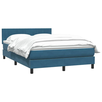 vidaXL Κρεβάτι Boxspring με Στρώμα Σκούρο Μπλε 140x210 εκ. Βελούδινο