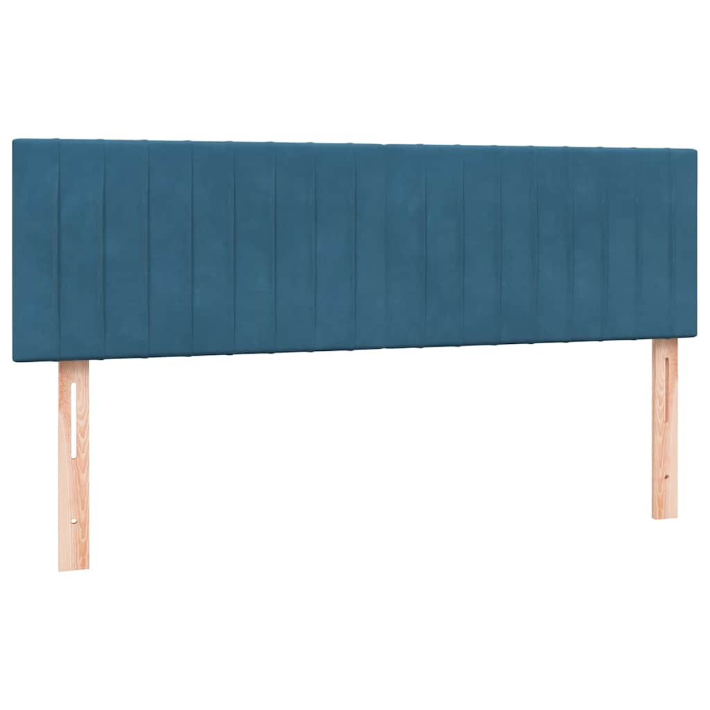 vidaXL Κρεβάτι Boxspring με Στρώμα Σκούρο Μπλε 160x210 εκ. Βελούδινο