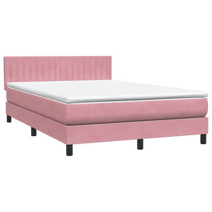 vidaXL Κρεβάτι Boxspring με Στρώμα Ροζ 160x210 εκ. Βελούδινο