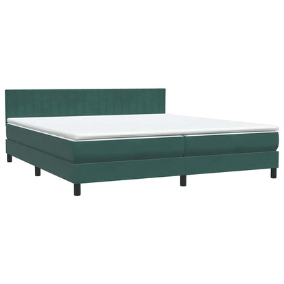 vidaXL Κρεβάτι Boxspring με Στρώμα Σκούρο Πράσινο 180x210εκ. Βελούδινο