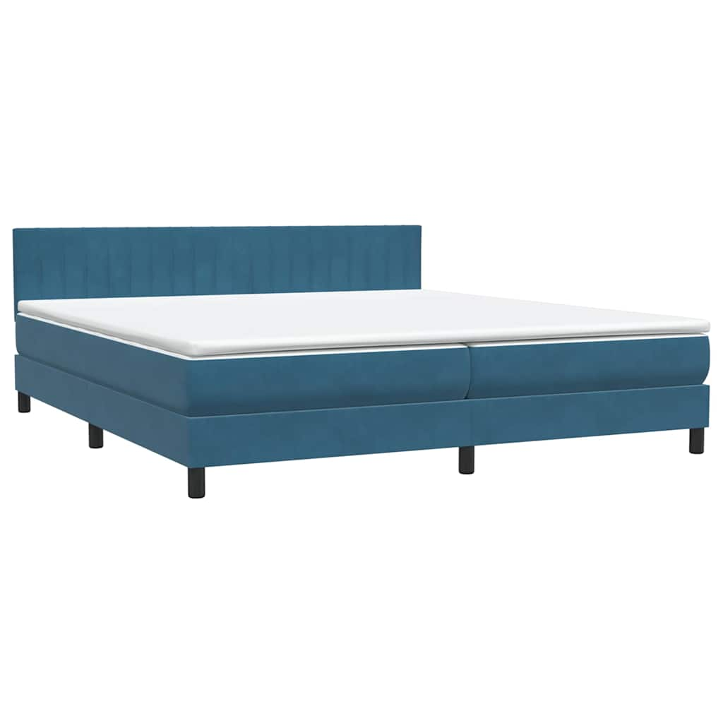 vidaXL Κρεβάτι Boxspring με Στρώμα Σκούρο Μπλε 180x210 εκ. Βελούδινο