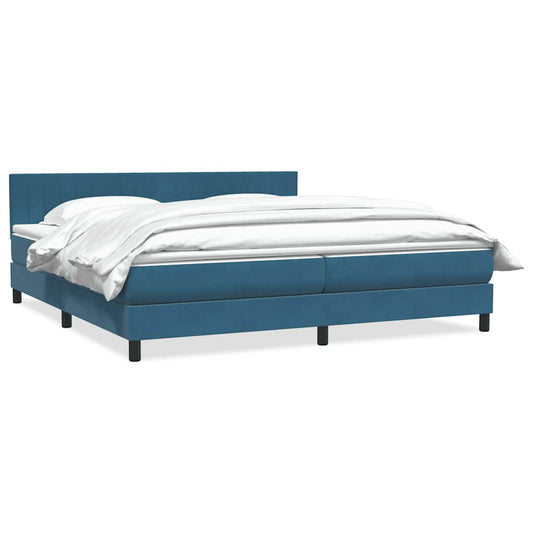 vidaXL Κρεβάτι Boxspring με Στρώμα Σκούρο Μπλε 180x210 εκ. Βελούδινο