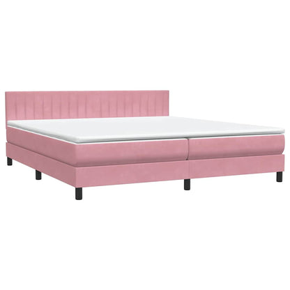 vidaXL Κρεβάτι Boxspring με Στρώμα Ροζ 180x210 εκ. Βελούδινο