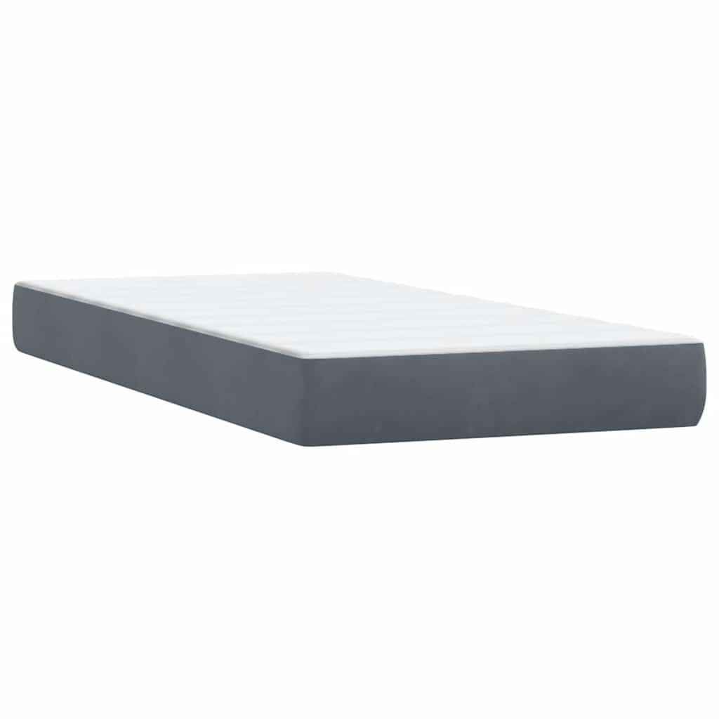 vidaXL Κρεβάτι Boxspring με Στρώμα Σκούρο Γκρι 200x210 εκ. Βελούδινο