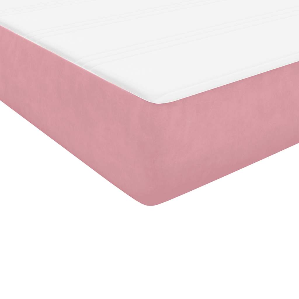 vidaXL Κρεβάτι Boxspring με Στρώμα Ροζ 200x210 εκ. Βελούδινο