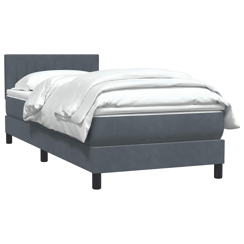 vidaXL Κρεβάτι Boxspring με Στρώμα Σκούρο Γκρι 80x220 εκ. Βελούδινο