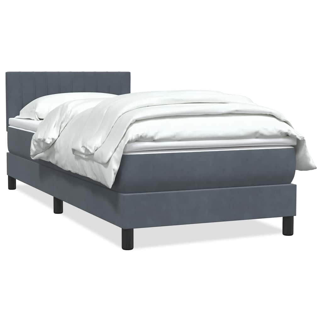 vidaXL Κρεβάτι Boxspring με Στρώμα Σκούρο Γκρι 80x220 εκ. Βελούδινο