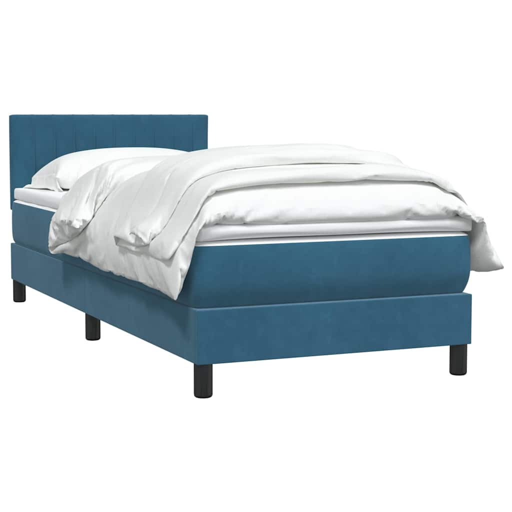 vidaXL Κρεβάτι Boxspring με Στρώμα Σκούρο Μπλε 80x220 εκ. Βελούδινο