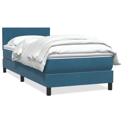 vidaXL Κρεβάτι Boxspring με Στρώμα Σκούρο Μπλε 80x220 εκ. Βελούδινο