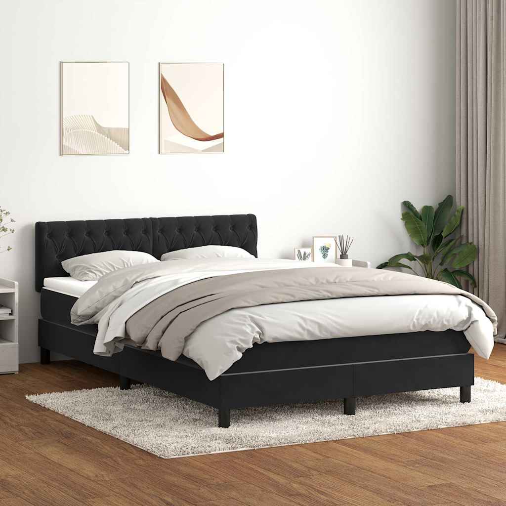 vidaXL Κρεβάτι Boxspring με Στρώμα Μαύρο 160x210 εκ. Βελούδινο