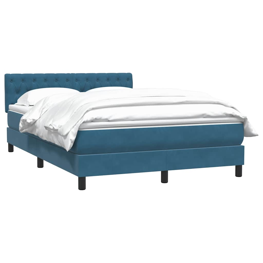 vidaXL Κρεβάτι Boxspring με Στρώμα Σκούρο Μπλε 160x210 εκ. Βελούδινο