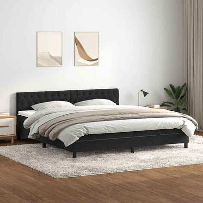 vidaXL Κρεβάτι Boxspring με Στρώμα Μαύρο 180x210 εκ. Βελούδινο