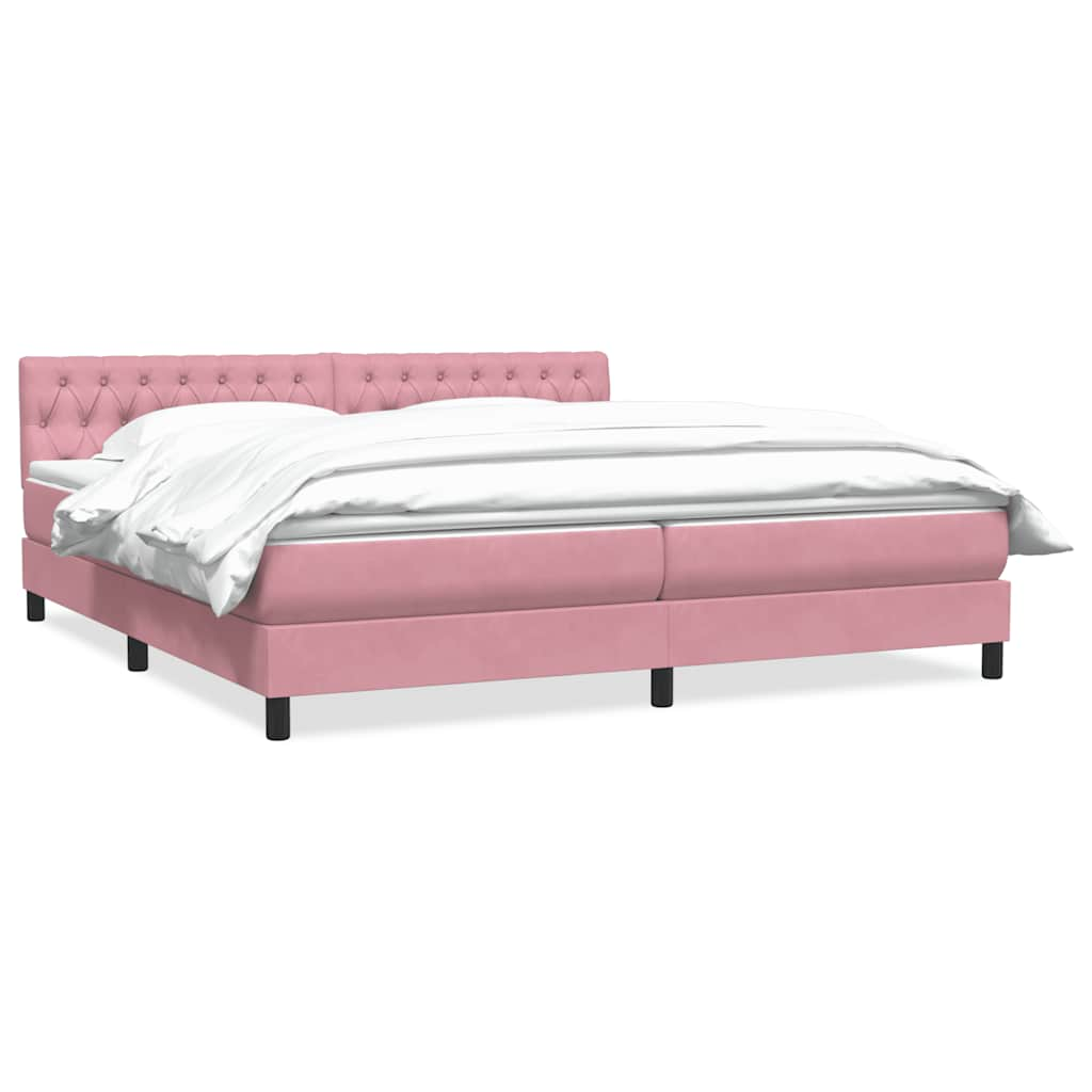 vidaXL Κρεβάτι Boxspring με Στρώμα Ροζ 180x210 εκ. Βελούδινο