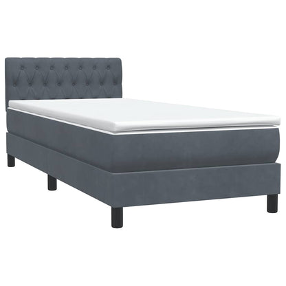 vidaXL Κρεβάτι Boxspring με Στρώμα Σκούρο Γκρι 80x220 εκ. Βελούδινο