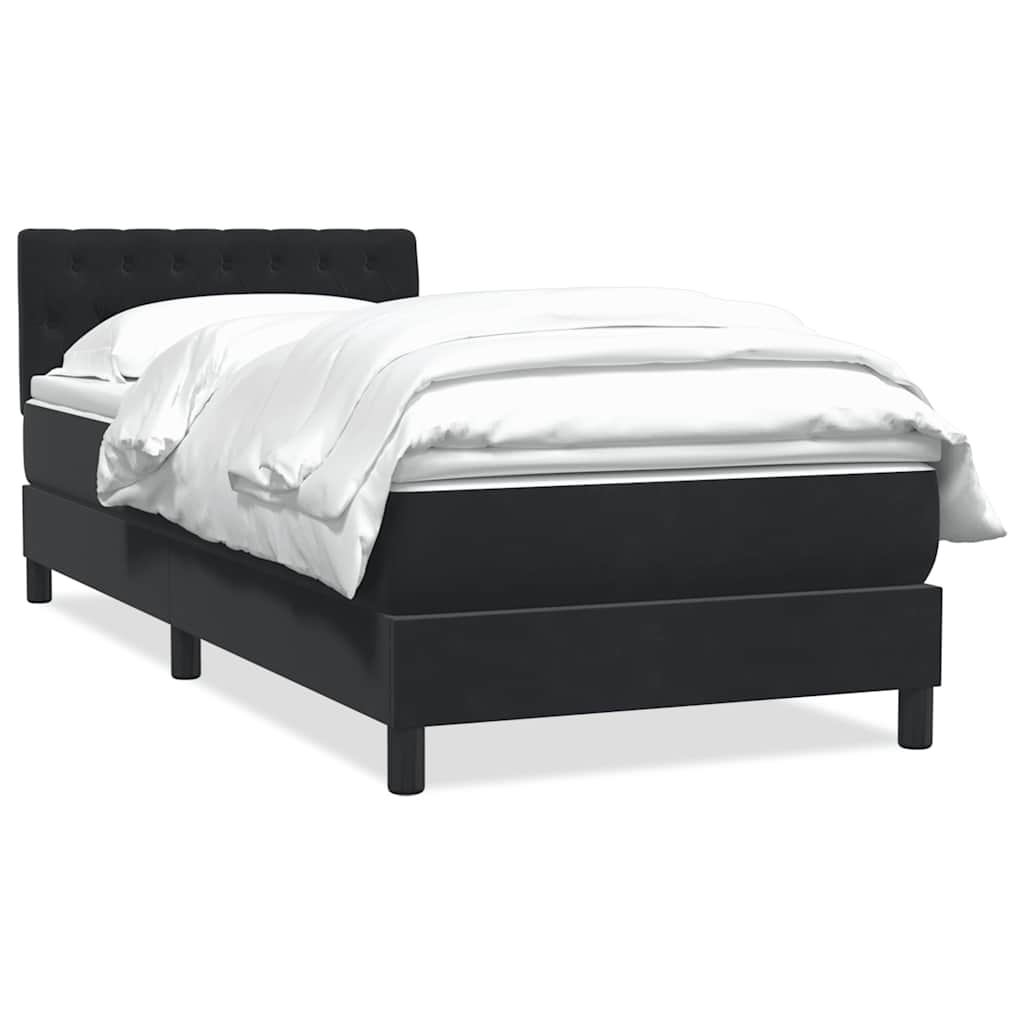 vidaXL Κρεβάτι Boxspring με Στρώμα Μαύρο 80x220 εκ. Βελούδινο