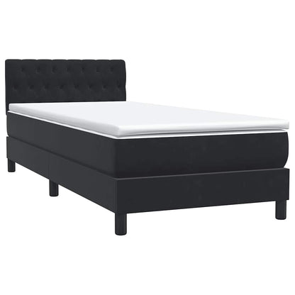 vidaXL Κρεβάτι Boxspring με Στρώμα Μαύρο 80x220 εκ. Βελούδινο