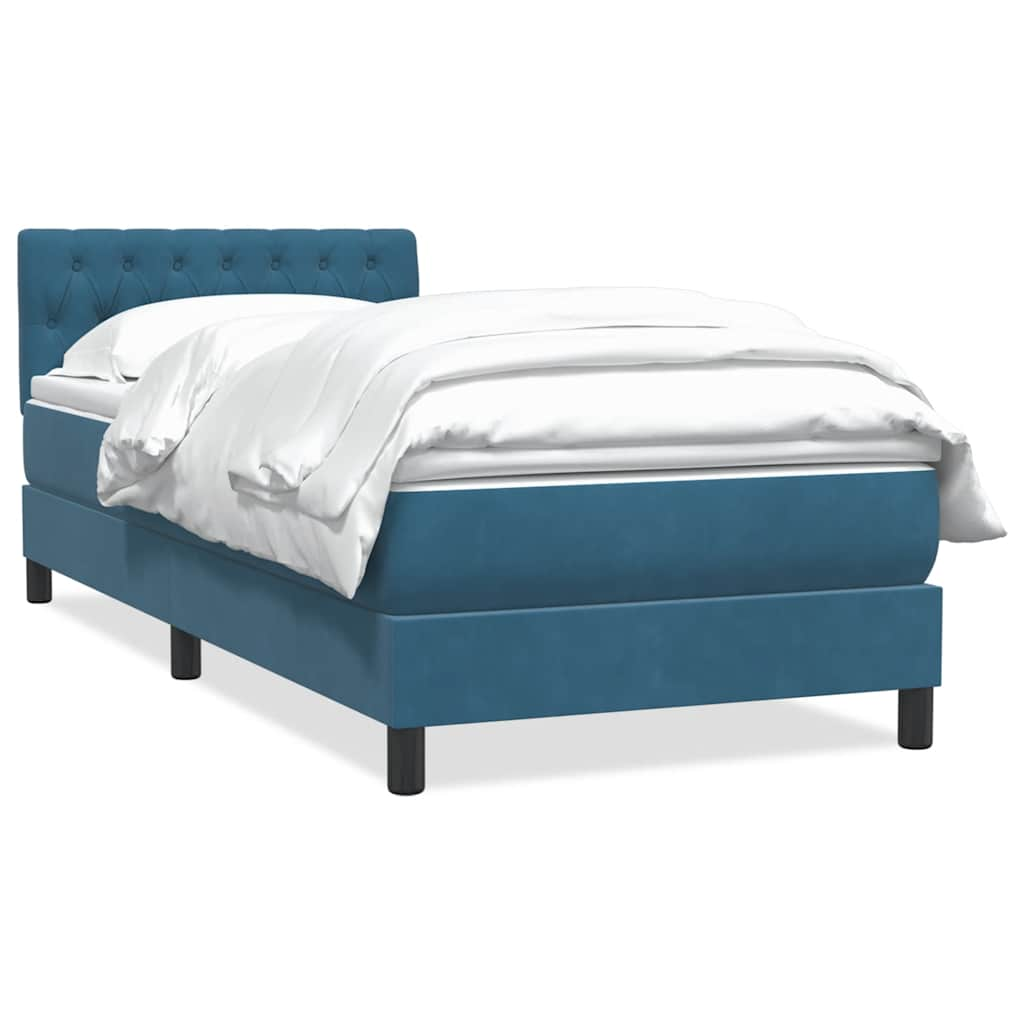 vidaXL Κρεβάτι Boxspring με Στρώμα Σκούρο Μπλε 80x220 εκ. Βελούδινο