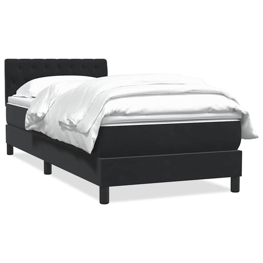 vidaXL Κρεβάτι Boxspring με Στρώμα Μαύρο 90x220 εκ. Βελούδινο