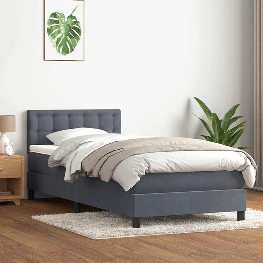 vidaXL Box Spring Κρεβάτι με στρώμα Σκούρο γκρι 80x210 εκ. Βελούδινο