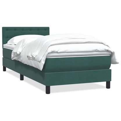 vidaXL Κρεβάτι Boxspring με Στρώμα Σκούρο Πράσινο 100x210εκ. Βελούδινο