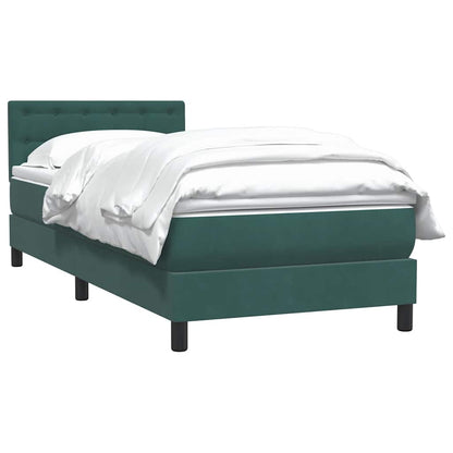 vidaXL Κρεβάτι Boxspring με Στρώμα Σκούρο Πράσινο 100x210εκ. Βελούδινο