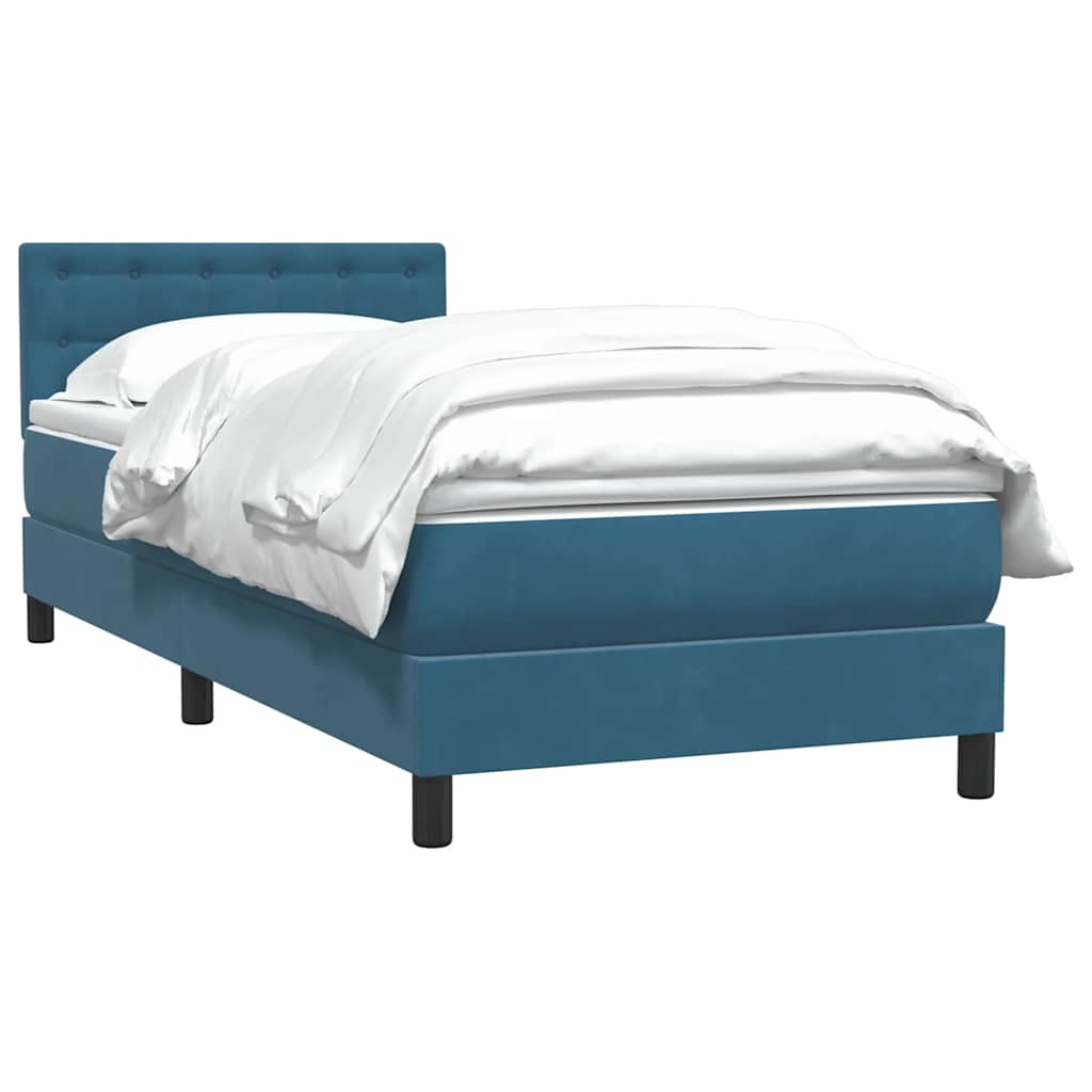 vidaXL Κρεβάτι Boxspring με Στρώμα Σκούρο Μπλε 100x210 εκ. Βελούδινο