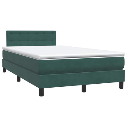 vidaXL Κρεβάτι Boxspring με Στρώμα Σκούρο Πράσινο 120x210εκ. Βελούδινο