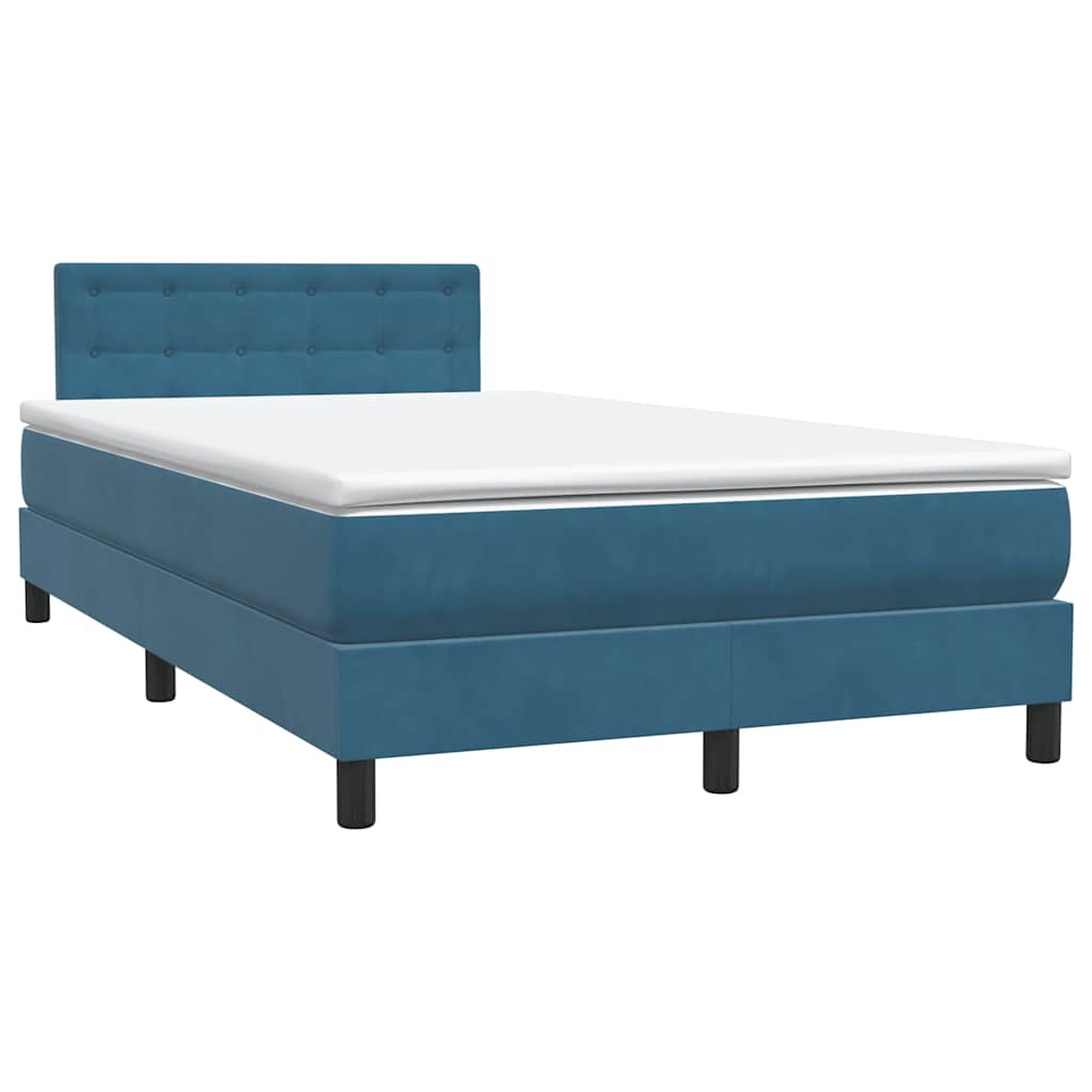 vidaXL Κρεβάτι Boxspring με Στρώμα Σκούρο Μπλε 120x210 εκ. Βελούδινο