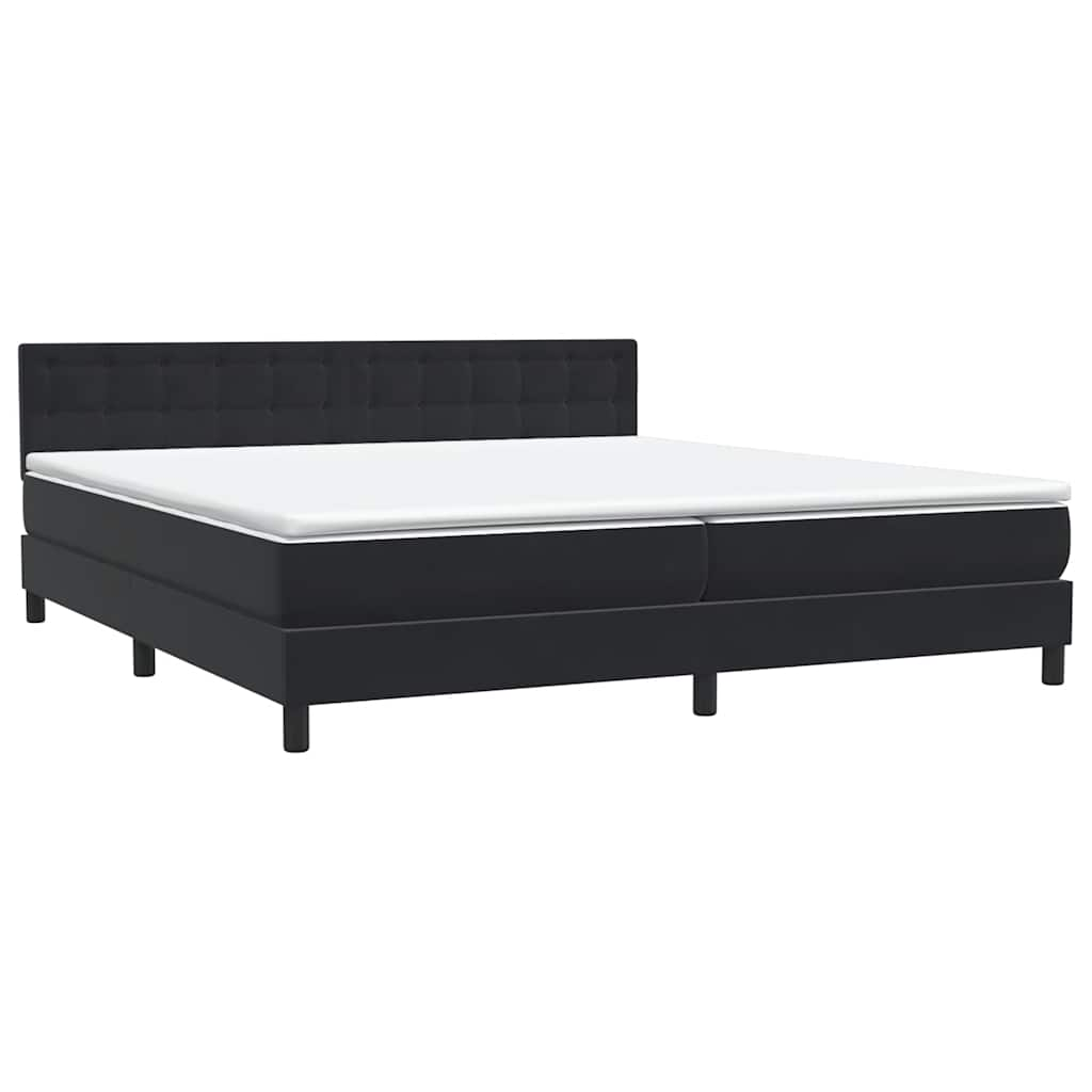 vidaXL Κρεβάτι Boxspring με Στρώμα Μαύρο 180x210 εκ. Βελούδινο