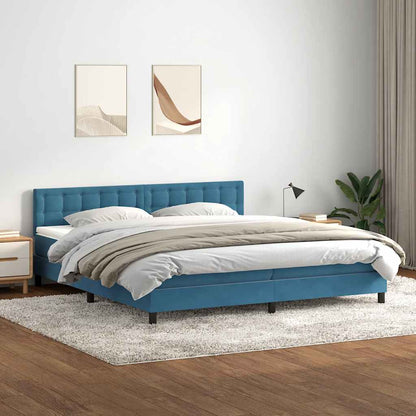 vidaXL Κρεβάτι Boxspring με Στρώμα Σκούρο Μπλε 180x210 εκ. Βελούδινο