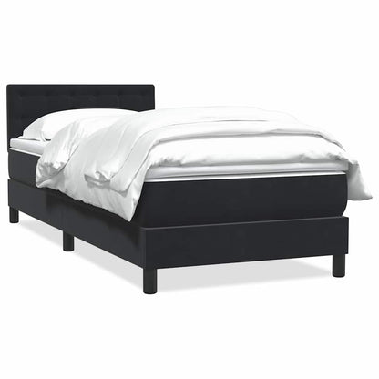 vidaXL Κρεβάτι Boxspring με Στρώμα Μαύρο 80x220 εκ. Βελούδινο